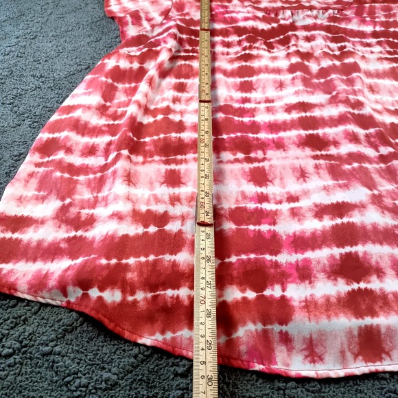 Torrid Women's 3X Pink Burgundy Tie Dye Stripe V-Neck Flutter Sleeve Blouse - Picture 3 of 5